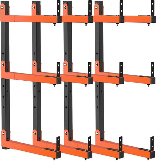 27-Inch Lumber Storage Rack by [Brand Name] - Adjustable 6-Hole Wall Mount Metal Shelves for Garage (4 Pack)