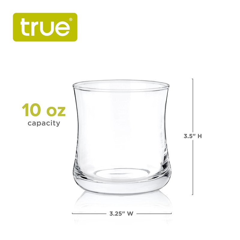 True Bourbon Glass, Whiskey Glasses, Clear Tumbler for Old Fashioned, Scotch, Vodka, Tequila, Brandy, Rum, Gin, Home Bar Glassware, 10 oz Set of 4