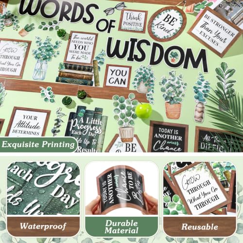 57-Piece Eucalyptus Bulletin Board Set, Boho Motivational Classroom Decor