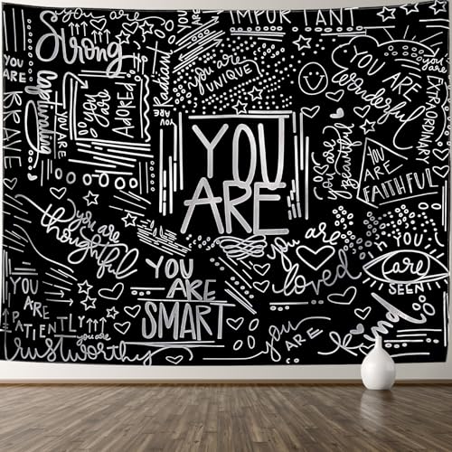 Black & White Motivational Quote Tapestry - Positive Affirmation Wall Decor