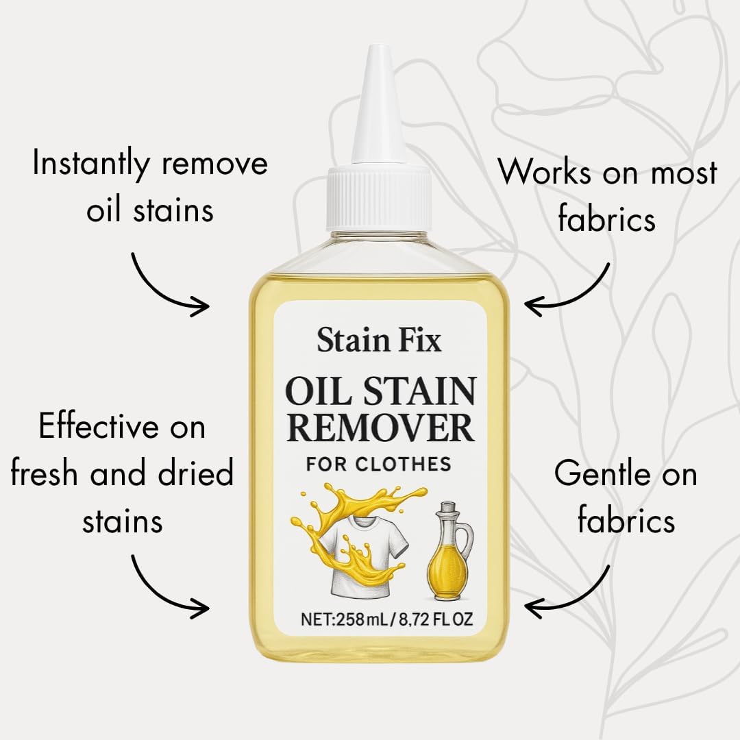 Oil Stain Remover by [Brand Name] | Effective Fabric Cleaner for Cooking & Engine Stains - 8.72oz