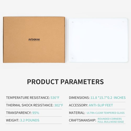 Tempered Glass cutting Board 12x16- Durable Shatterproof, Heat-resistant, Scratch-proof - Dishwasher Safe (16x12 inches)