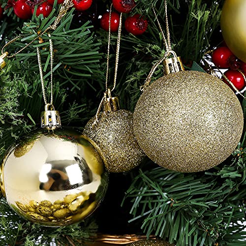 NJN 100pcs Gold Shatterproof Christmas Ball Ornaments Set with Gift Packaging