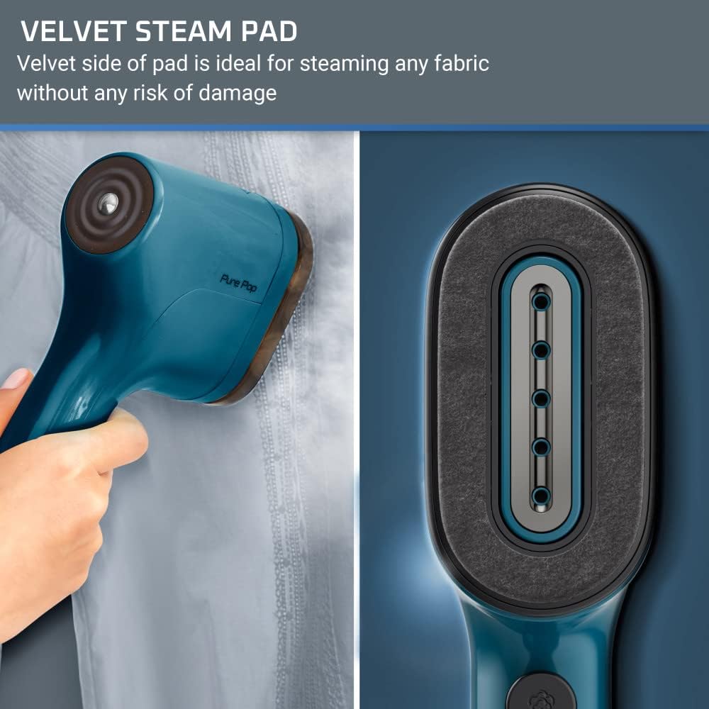 Rowenta PurePop Handheld Steamer - 15-Second Heat-Up, 2.3 Oz Capacity, Portable Travel Iron - Blue