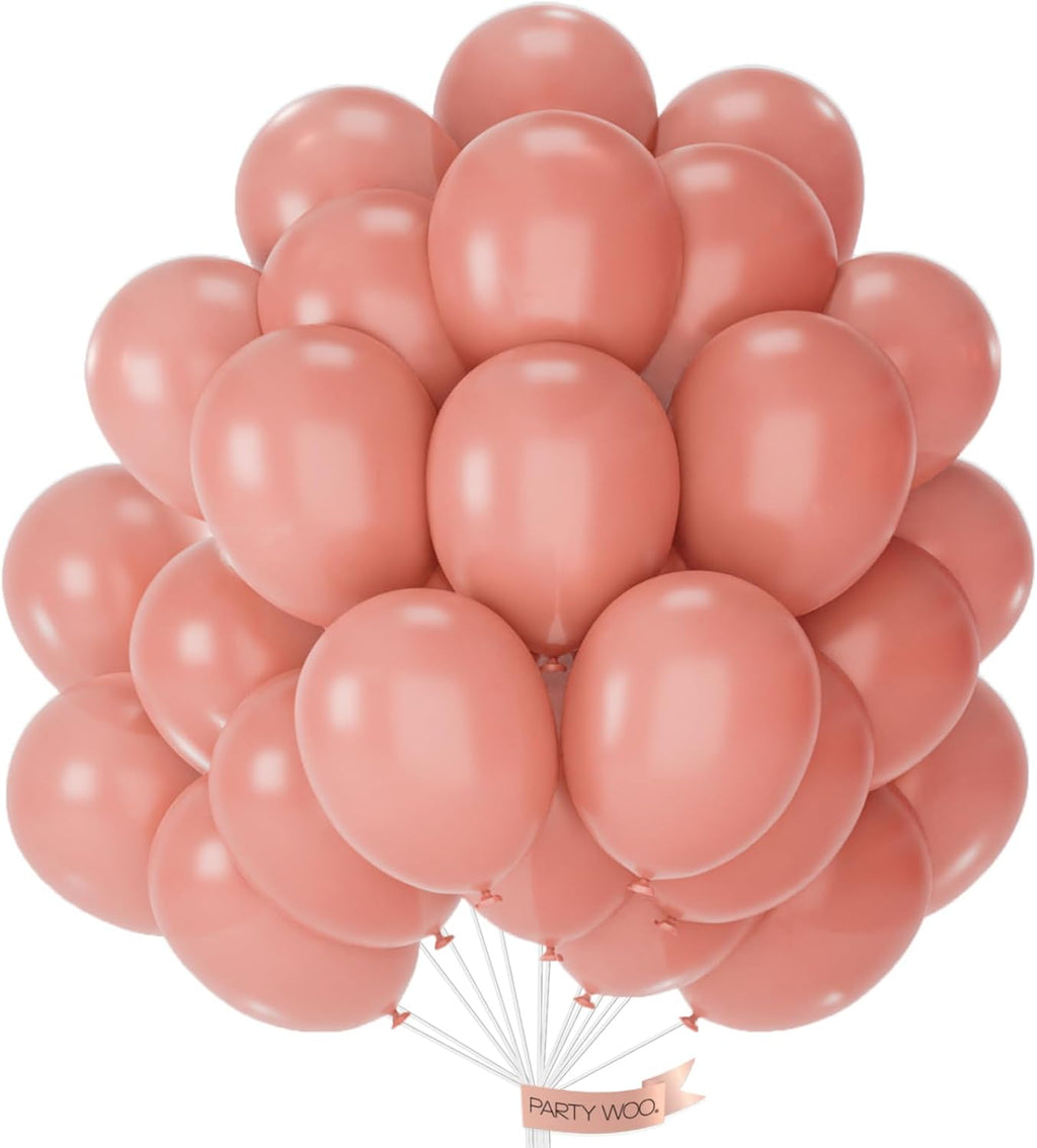 PartyWoo Dusty Pink Balloons - 50 Pcs 12 Inch Blush Rose Latex Helium Balloons for Baby Showers & Parties