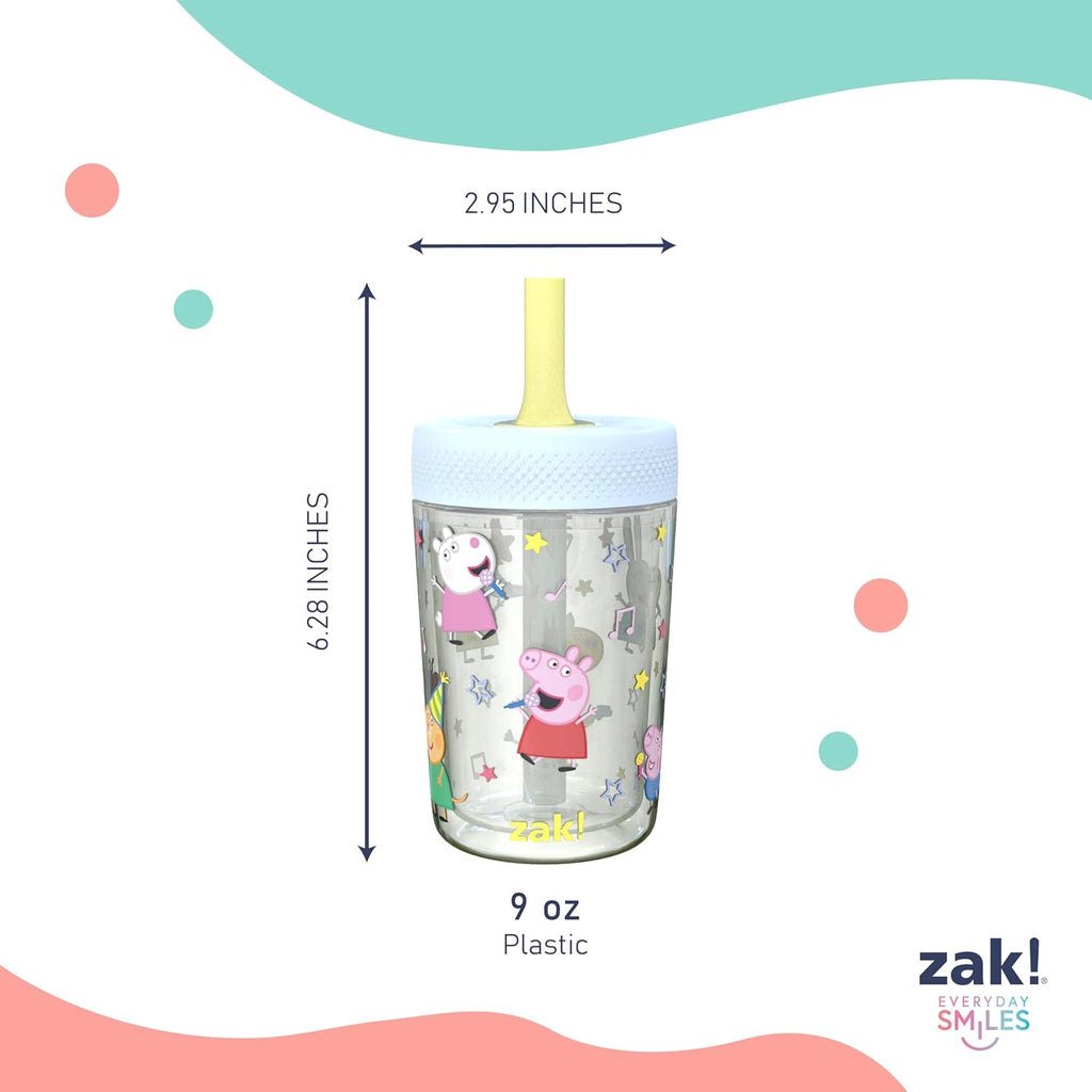 Zak Designs Peppa Pig Toddler Tumblers - 9oz Double Wall Sippy Cups, Leak-Proof Design, 2-Pack