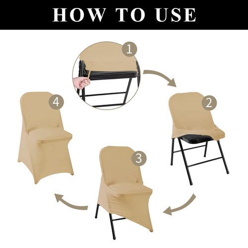 magalo 20 Pack Champagne Spandex Folding Waterproof Chair Cover, Stretch Chair Cover Protector for Wedding, Party, Dining Banquet and Other Special Events