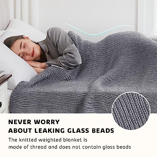 Knitted Weighted Blanket 60"x80" 15lbs for Adults - Breathable & Machine Washable