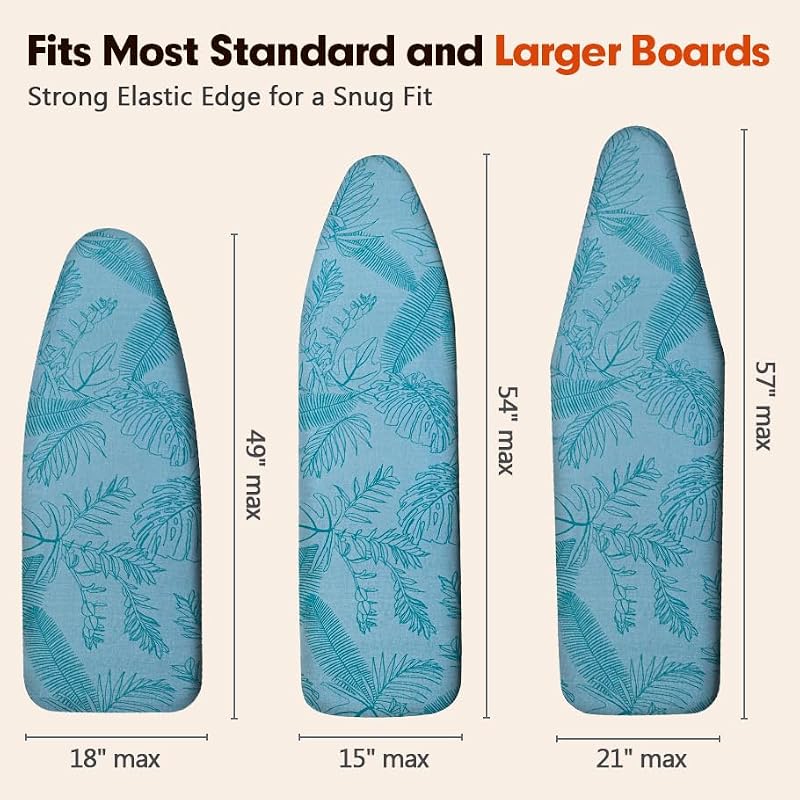Extra Thick Ironing Board Cover and Pad 15x54 - Scorch Resistant with Clips