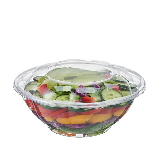 FULING [24 oz. 50 Sets Clear Plastic Salad Bowls with Airtight Lids Disposable To Go Mixing Containers Serving for Fruit, Quinoa, Lunch and Meal Prep