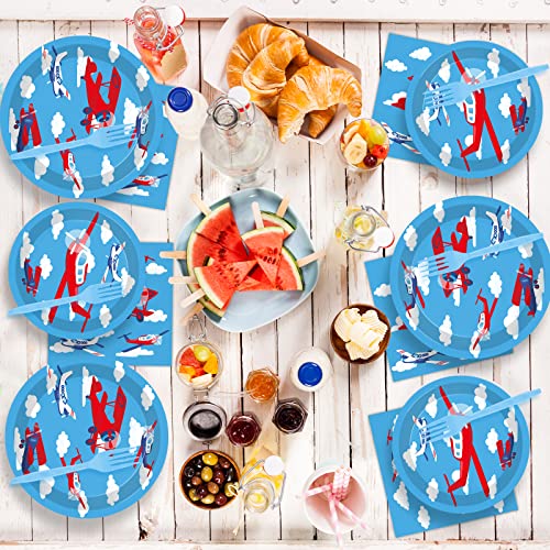 96-Piece Airplane Party Tableware Set for 24 Guests - Birthday Supplies