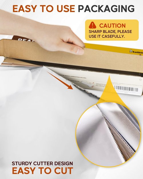 Katbite Heavy Duty Aluminum Foil Roll - 12in x 150ft | 30 Micron Thick, Perfect for Cooking & Grilling