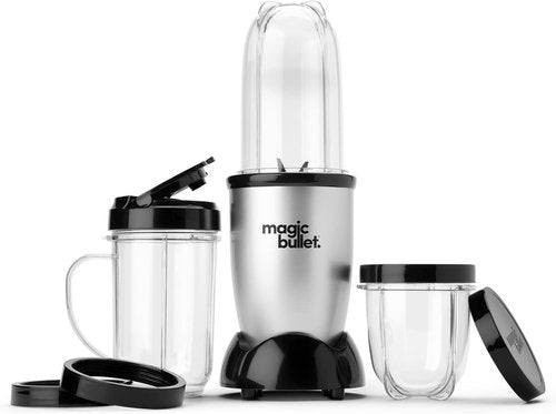 Magic Bullet Blender - 11 Piece Set in Silver | Compact and Versatile Kitchen Essential