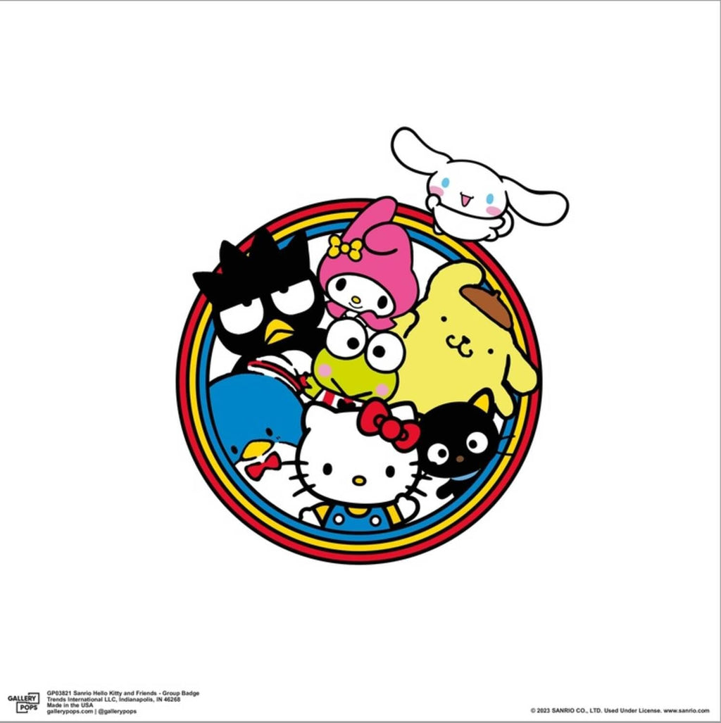 Trends International Gallery Pops Sanrio Hello Kitty and Friends - Group Badge Canvas Wall Art Wall Poster, 12.00" x 12.00", Stretched Canvas