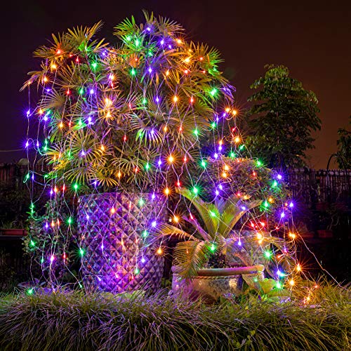 AWQ 200 LED Net Mesh Christmas Lights 9.8ft x 6.6ft Multicolor, 8 Modes with Timer