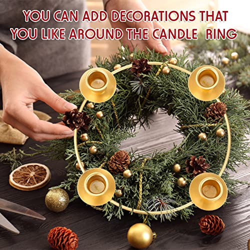 2-Pack Metal Advent Wreath Ring Candle Holder Set - DIY Centerpiece