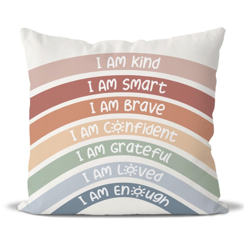 QIYUHOY Classroom Reading Corner Rainbow Decor Throw Pillow Covers, Book Center Calming Corner Home Bedroom Playroom Decor Pillow Case,20x20 Inch Pillowcase(red)