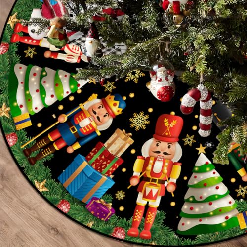 Nutcracker Christmas Tree Skirt 48in by FARMNALL | Xmas Holiday Home Decor
