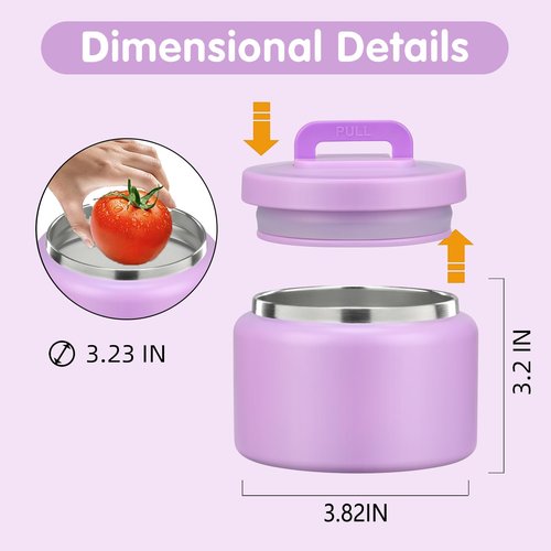 JXXM 8 Oz Thermo Food Jar for Hot & Cold Food for Kids, Insulated Lunch Containers Hot Food Jar,Leak-Proof Vacuum Stainless Steel Wide Mouth Lunch Soup Thermo for School (Purple)