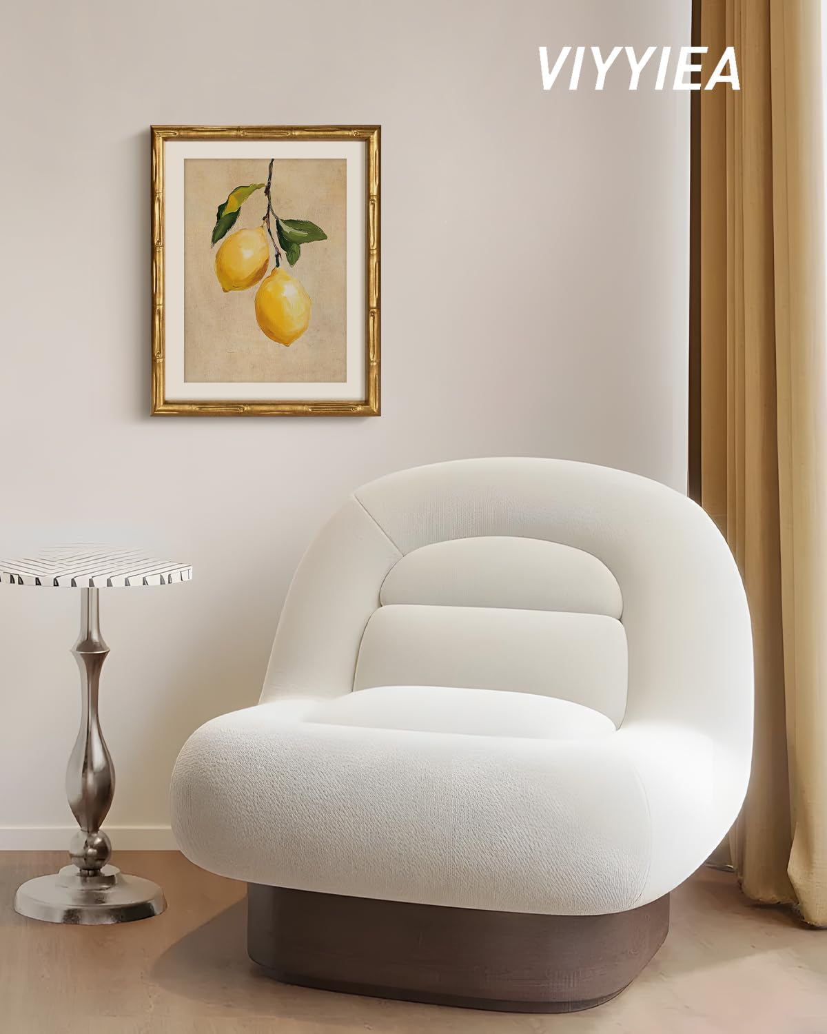 VIYYIEA Bamboo Detail Design Wall Art - Vintage Gold Framed Canvas Print for Living Room | 11 x 14 Inch