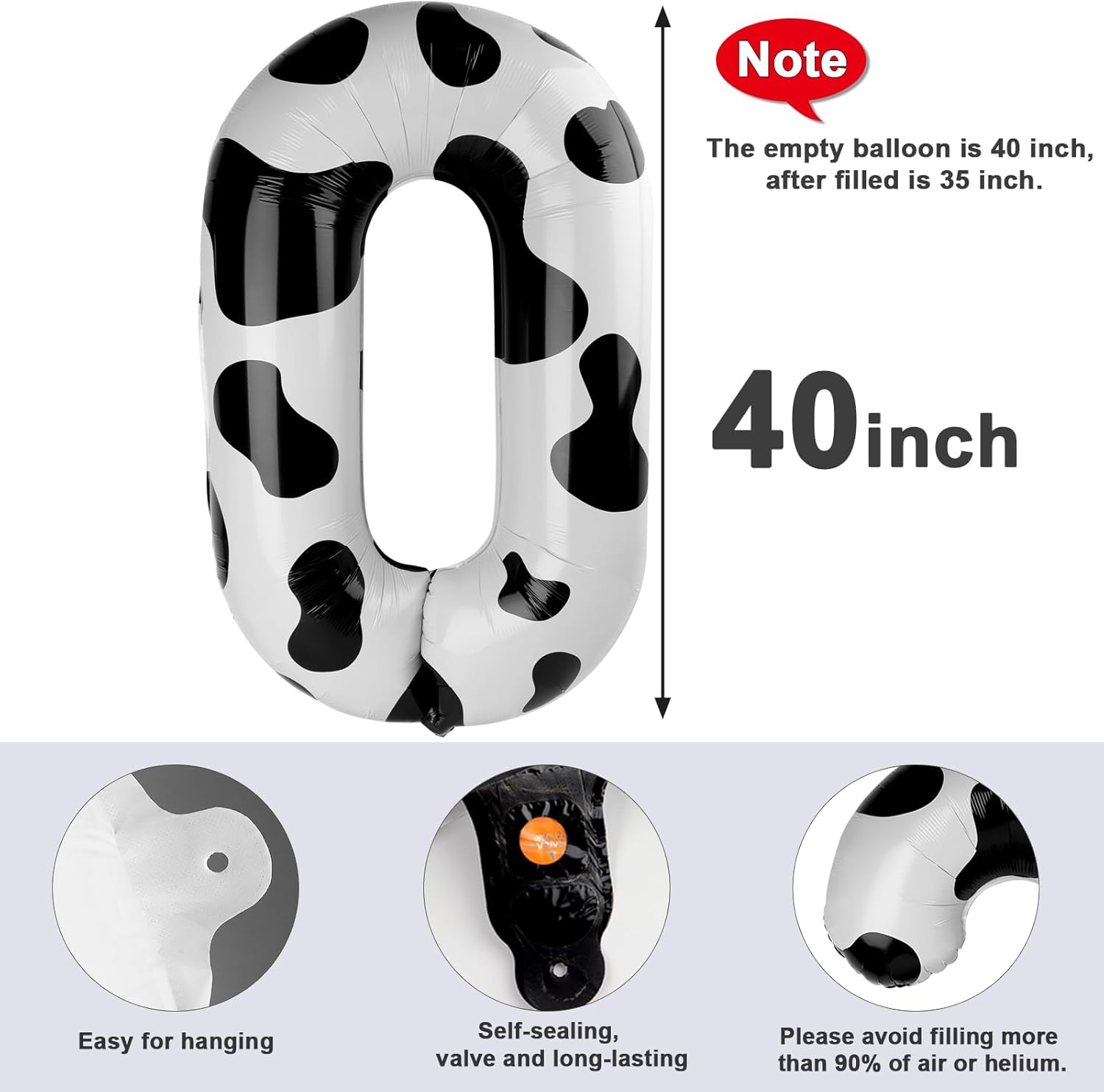 Number 0 Balloons - 40 Inch White & Black Birthday Decorations | Perfect for Milestone Events
