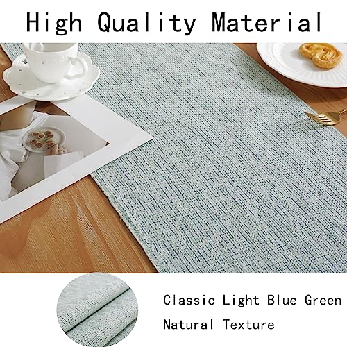 Rakila 13x108 Inch Light Blue Green Tassel Bohemian Farmhouse Table Runner