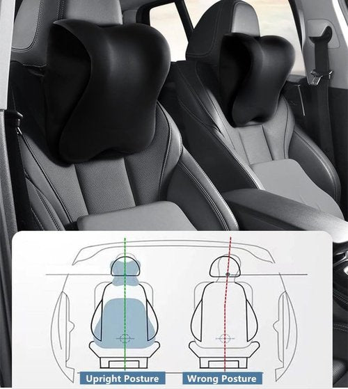 EXUIKO 2 Pack Car Neck Pillow Support, Headrest for Driving with Adjustable Strap, Memory Foam Neck Rest Cushion, Breathable Removable Cover & Ergonomic Design, Black 2pcs