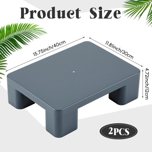 MorningRo 2 Pack Dunnage Rack, 15.75" Long x 11.81" Wide, 4.72 Height Plastic Dunnage Rack, 1000+ Pound Capacity Storage Commercial Food Service Storage in Restaurant Kitchens Shop Outdoor Use, Gray