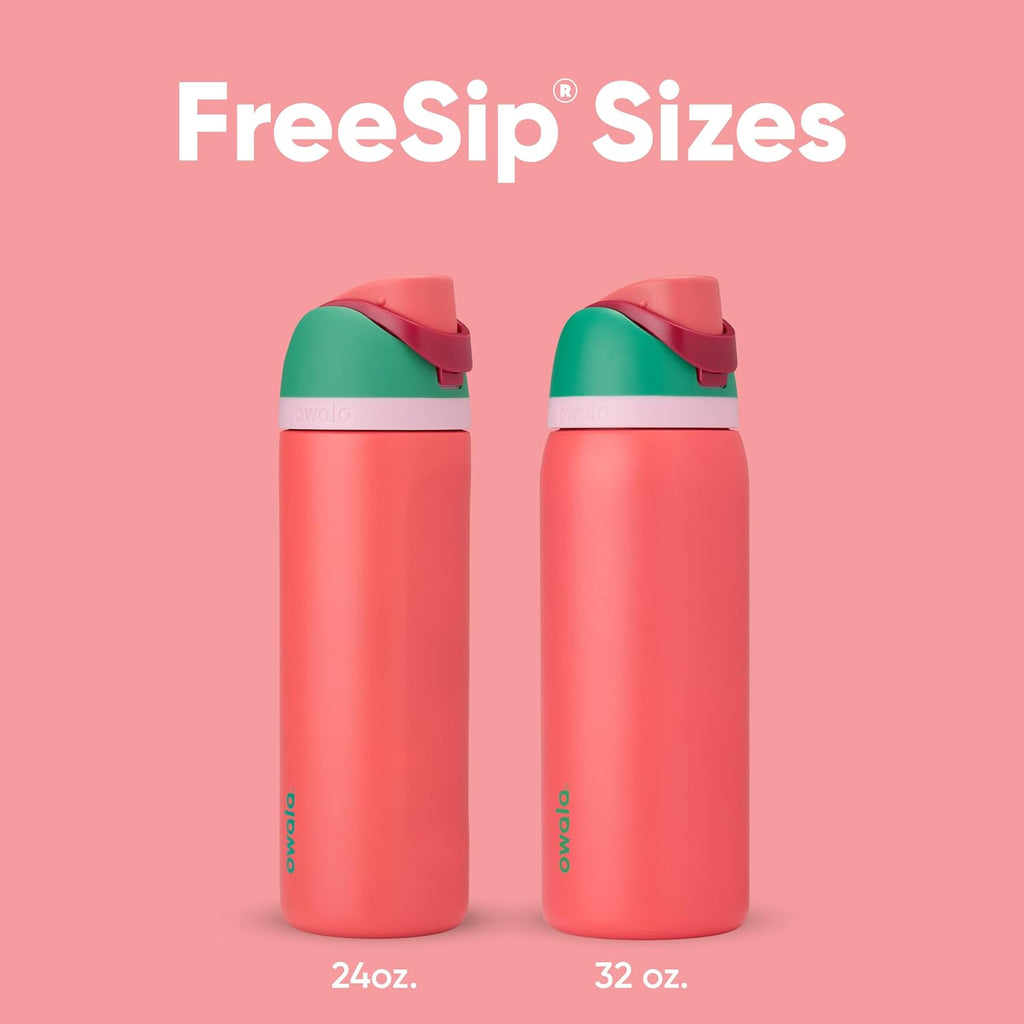 Owala FreeSip 32 oz Insulated Stainless Steel Water Bottle - BPA-Free, With Straw, Perfect for Sports & Travel | Strawberry Fields
