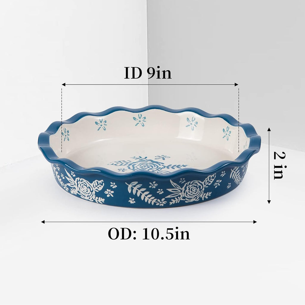 Wisenvoy Ceramic Pie Pan - Non-Stick Deep Dish Baking Dish for Perfect Pies | 9-Inch Size