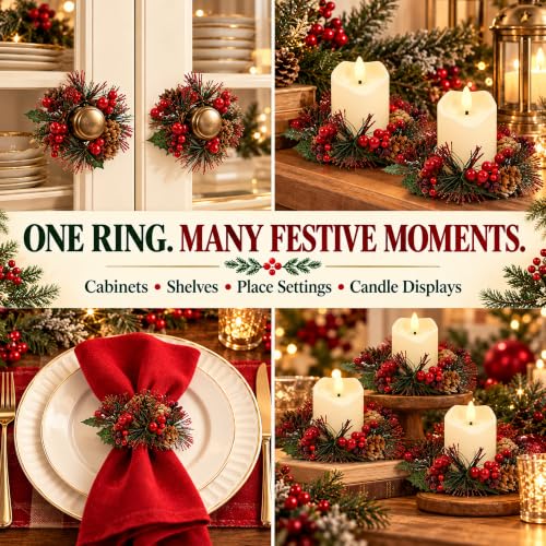 RingWreath-8pc Candle Ring Wreath Set with Flameless Candles, MERRI GLOW
