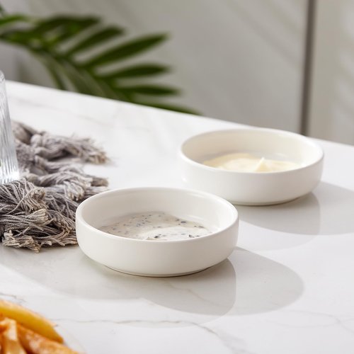 Swuut Ceramic Soy Sauce Dish,3.5 Inch Dipping Bowls Side Dishes Set of 6, Small Appetizer Pinch Dip Bowls for Condiments, Sushi, Ketchup, BBQ (White)