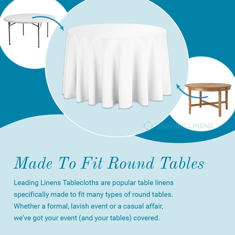 Sparkles Make It Special 5-pcs 120" Inch Round Polyester Cloth Fabric Linen Tablecloth - Wedding Reception Restaurant Banquet Party - Machine Washable - Black