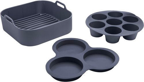 Gourmia Air Fryer Accessories Set - 3-Piece Silicone Liner & Egg Bite Cooker | BPA-Free, Heat Resistant, Dishwasher Safe