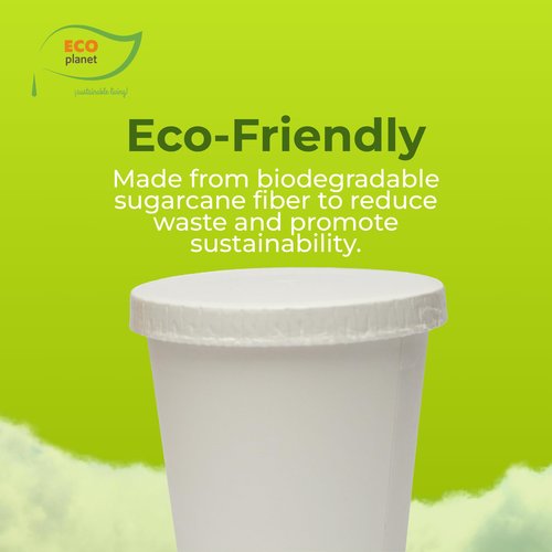 ECOPLANET Compostable Disposable Cups with Lids | Biodegradable and Eco-Friendly Beverage Solution | Durable Cups for Hot and Cold Drinks (9 oz)