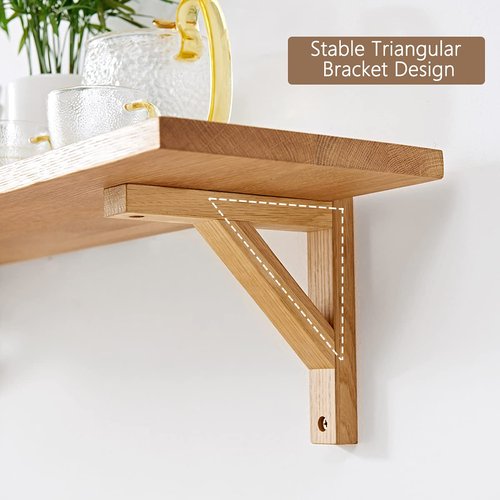 TRWISWDC Floating Shelves Oak 32 inches Natural Wood Wall Shelf Wall Mounted Rustic Floating Shelf with Brackets for Bedroom Living Room Bathroom Kitchen Office Wall Storage Shelf