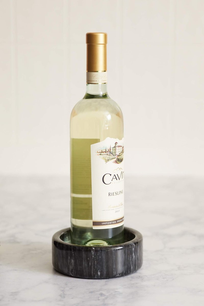 Fox Run Black Marble Wine Bottle and Glass Stand, 5 x 5 x 2 inch Wine Bottle Coaster