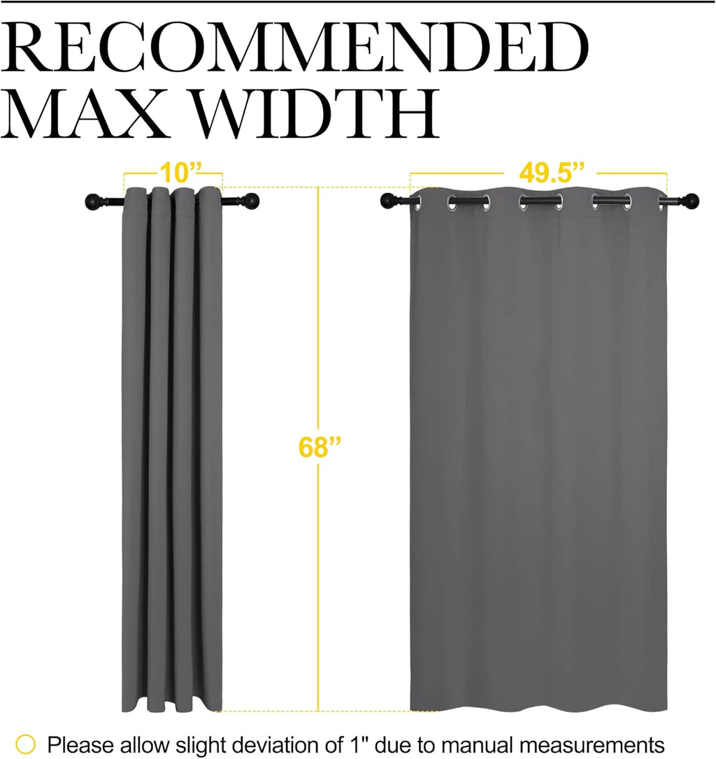NICETOWN Grey Blackout Curtain Panels - Thermal Insulated Grommet Top Draperies | 2 Panels, 55x68 Inch
