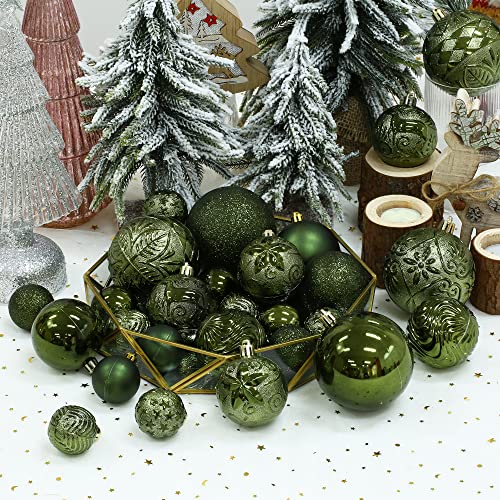 Dark Green Shatterproof Christmas Ball Ornaments - 3.15 Inch, Set of 20