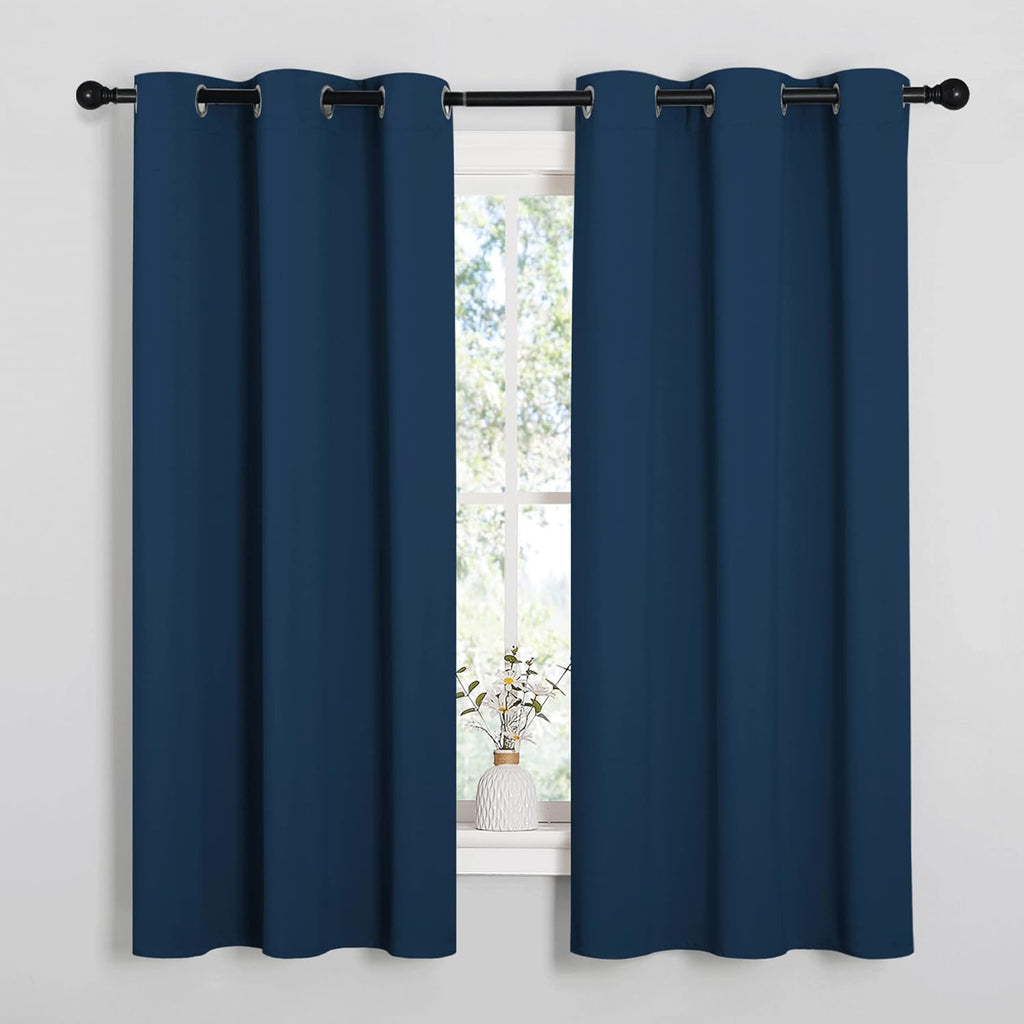 NICETOWN Blackout Curtain Panels - Thermal Insulated Grommet Drapes for Basement | Moroccan Blue, 34x54 Inch (1 Pair)