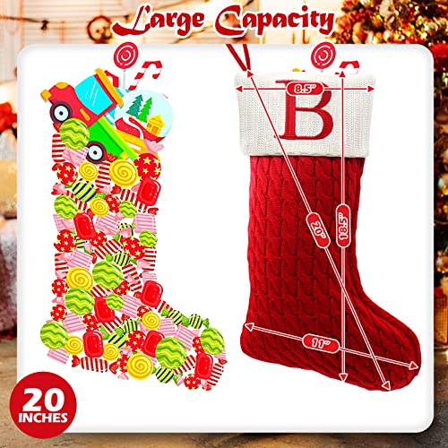 20-Inch Large Monogram Knit Christmas Stocking with Embroidered Initial