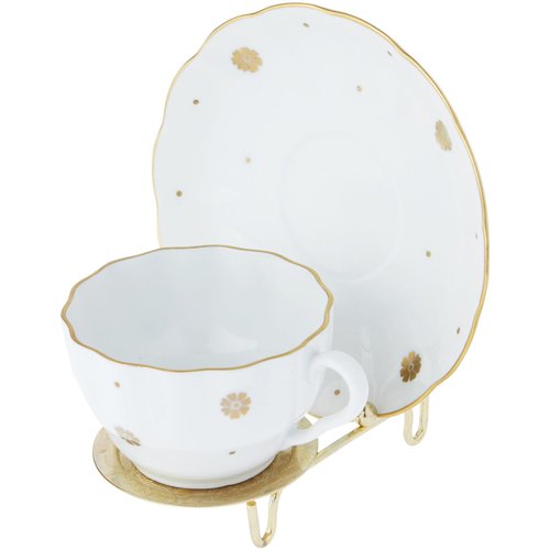 Bard's Ornate Shiny Gold-toned Cup and Saucer Stand, 3" H x 2.75" W x 4" D, Pack of 2