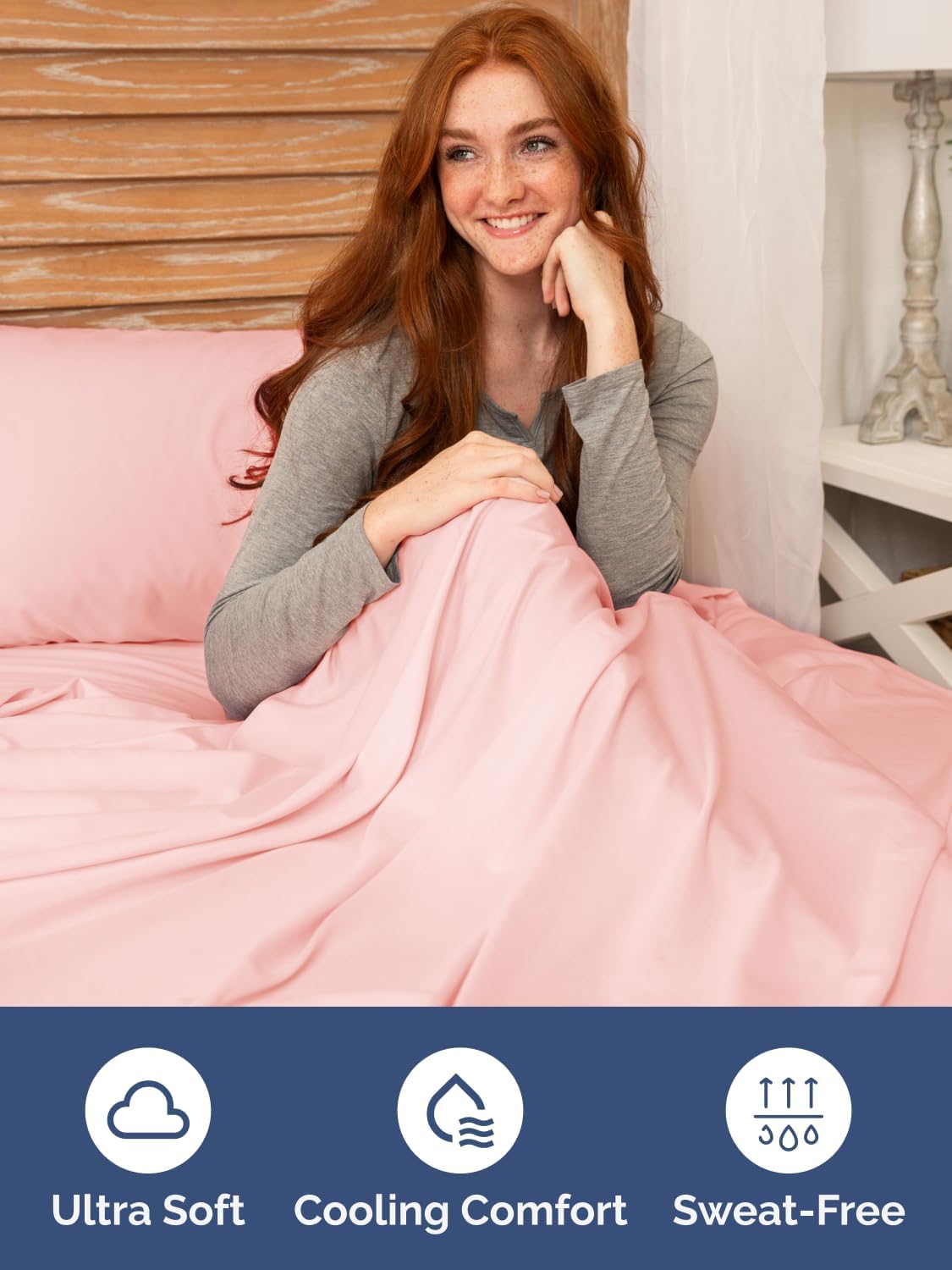 Skiennix Extra Deep Queen Fitted Sheet - Ultra Soft, Wrinkle-Free & Breathable - Fits 18-24 Inch Mattresses - Baby Pink