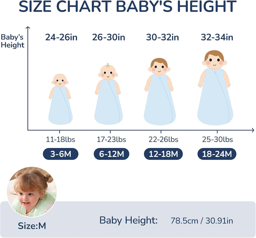 Skiennix Baby Sleep Sack - 0.5 Tog & 1.0 Tog Cotton Toddler Sleeping Bag | 2-Way Zipper Design