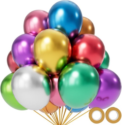 110pcs Metallic Balloons - 12 Inch Colorful Latex Balloons for Birthday Party & Baby Shower