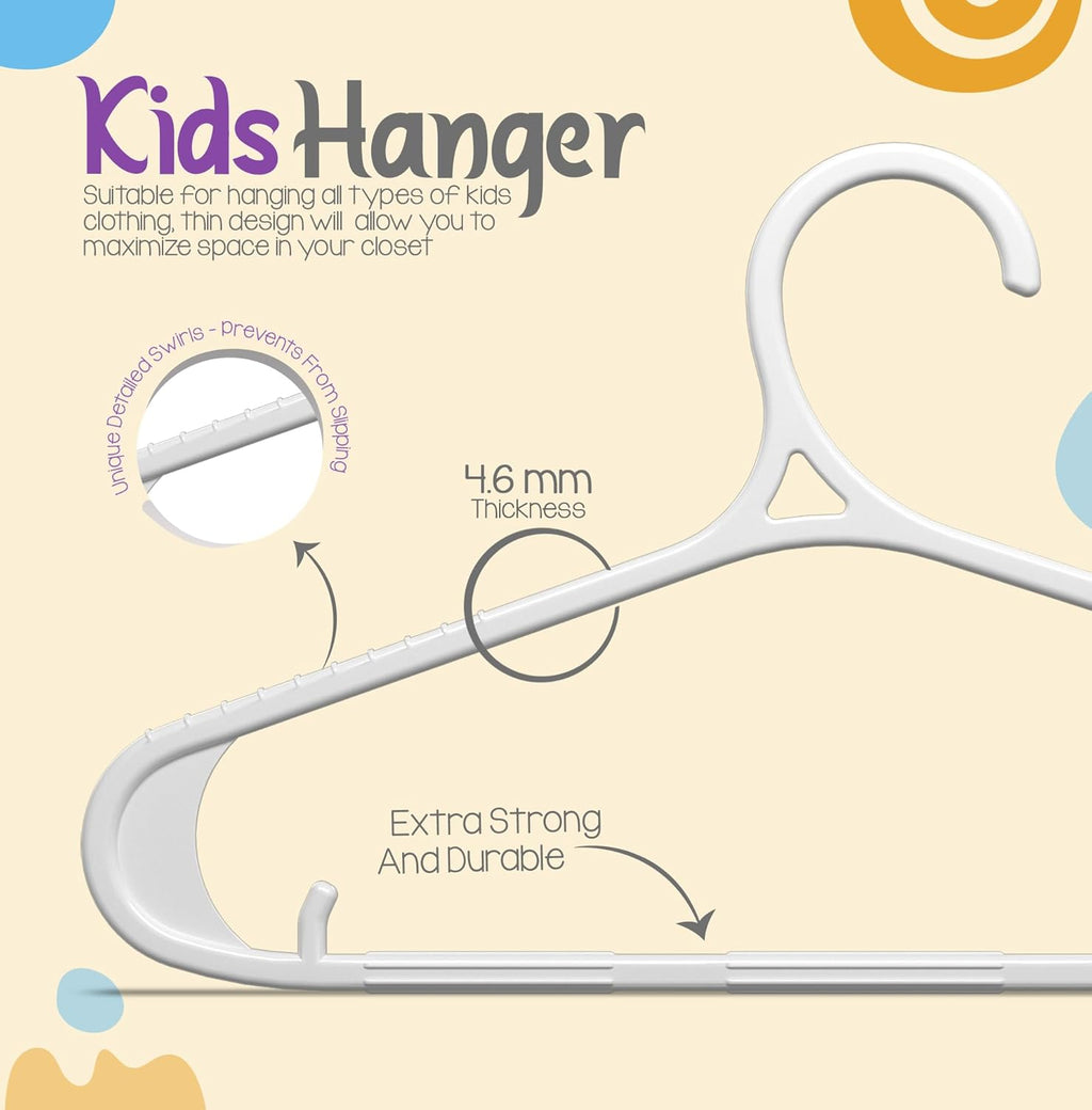 Utopia Home Kids Hangers - 60 Pack 11-Inch Non-Slip Plastic Baby Hangers for Closet | White
