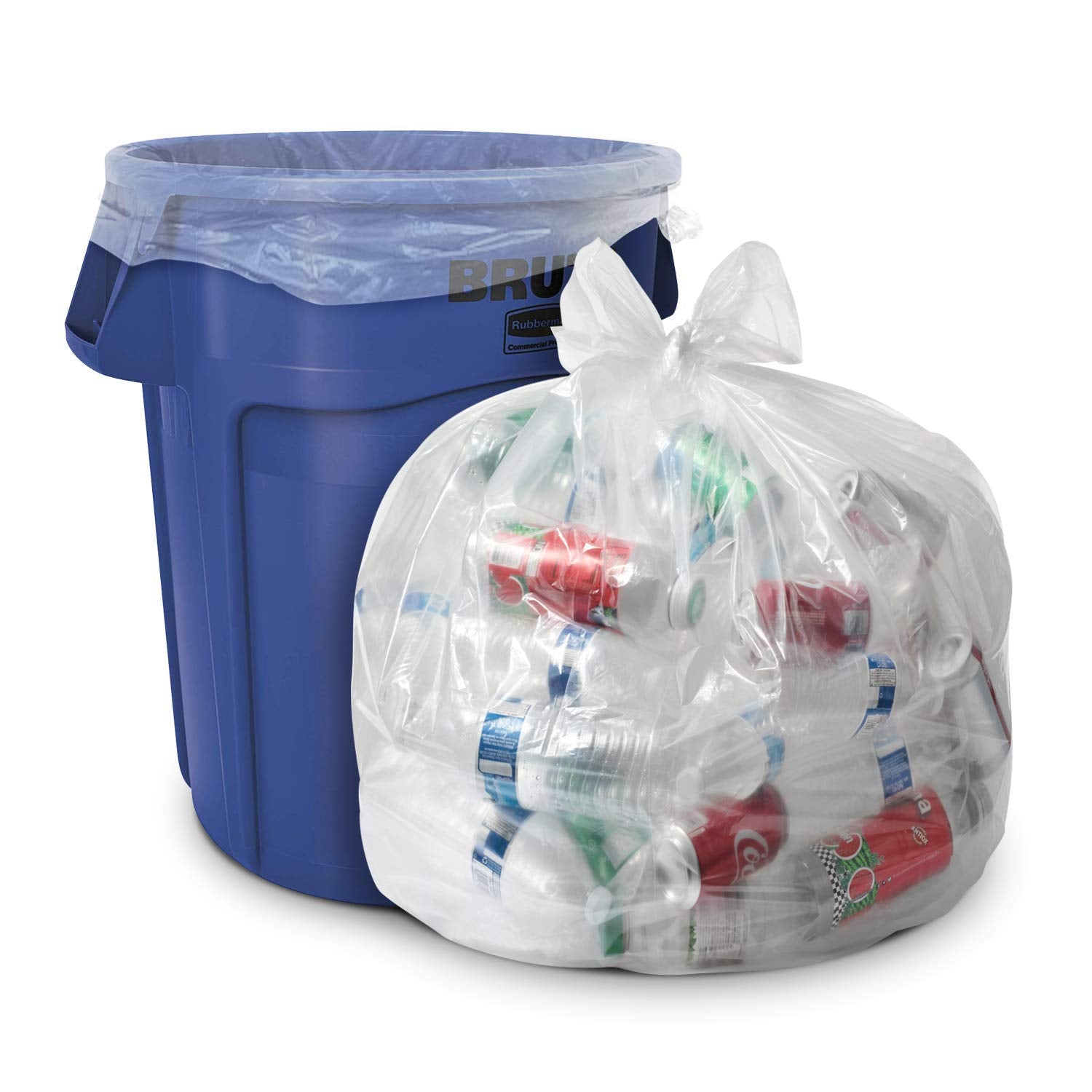 Aluf Plastics 55-60 Gallon 1.5 MIL Thick Clear Heavy Duty Trash Bags - 38" x 58" - Pack of 100 - For Recycling, Kitchen, Contractor, & Outdoor