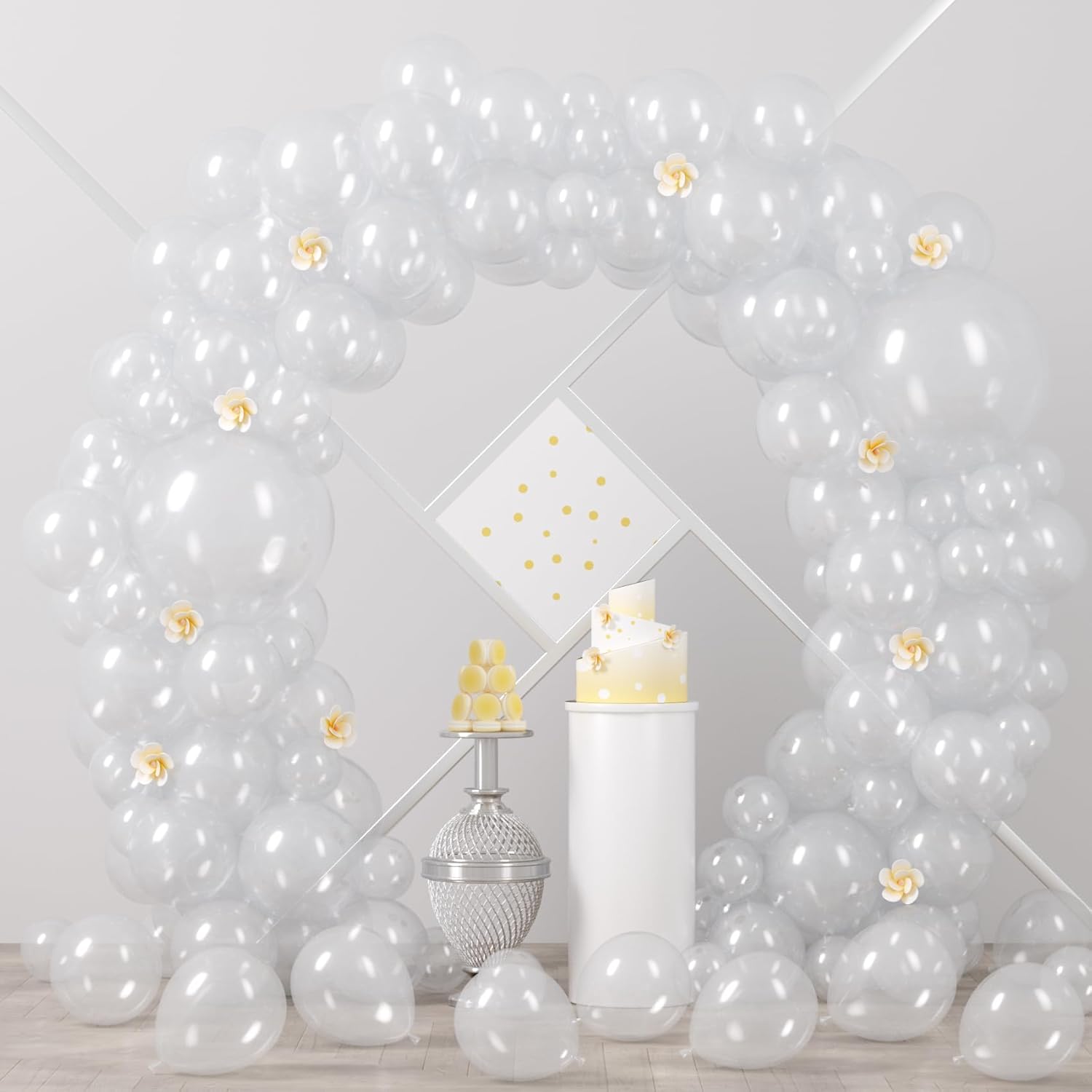 Voircoloria Clear Balloons - 90-Pack Transparent Balloon Garland Kit | 18/12/10/5 Inch for Weddings, Graduations, and Parties