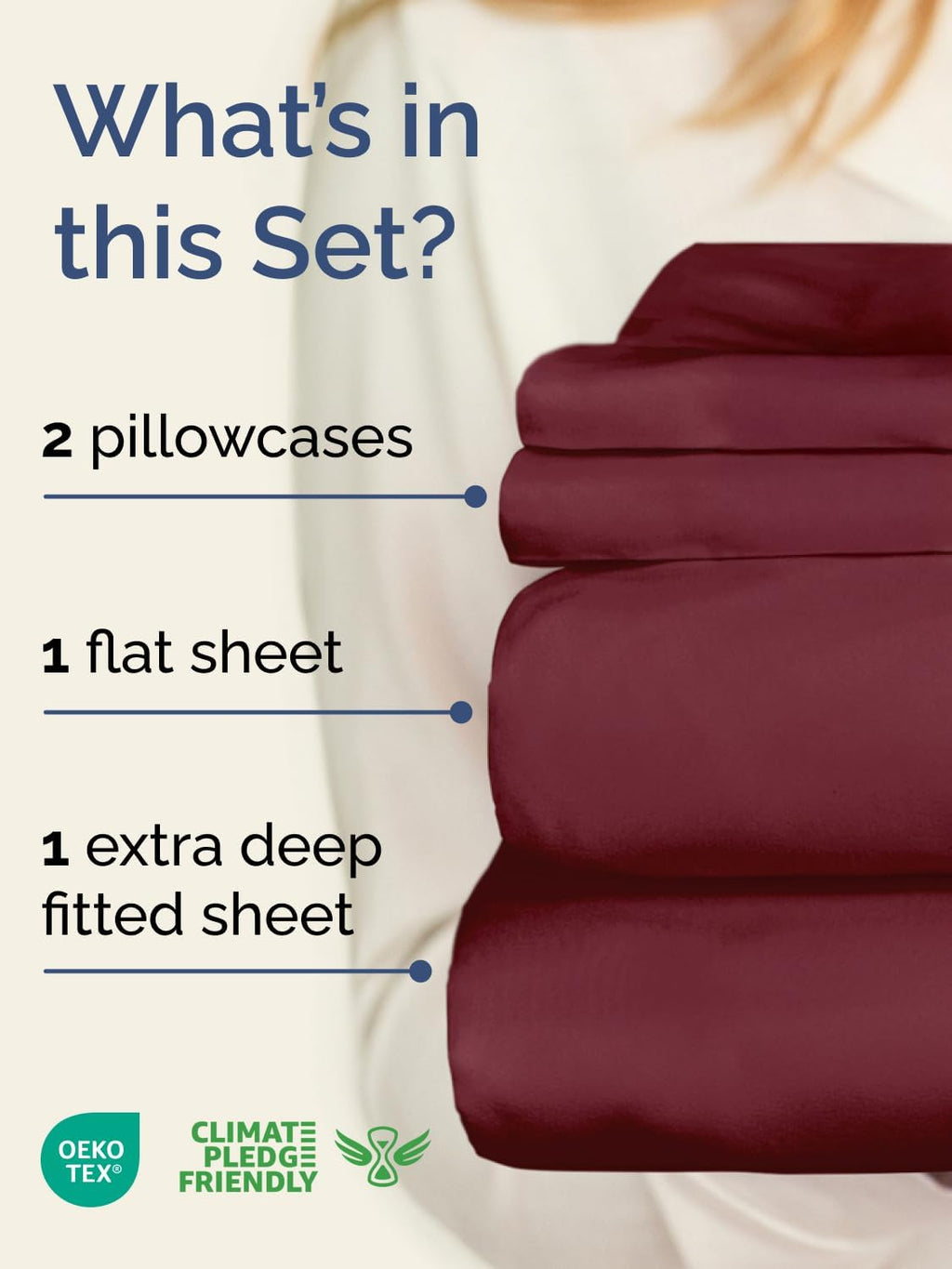 Skiennix Extra Deep Twin XL Sheet Set | 4-Piece Breathable Cooling Bedding - Soft & Wrinkle-Free - Burgundy