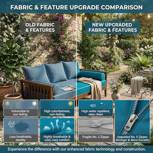 Outdoor Twin Daybed Cushion Cover Set - Water-Resistant & UV Protected